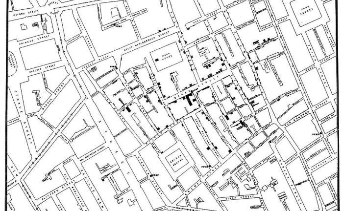 Mapa dos casos de cólera (1854)